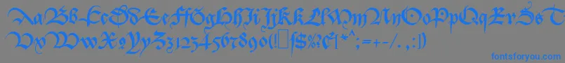 フォントMaBastarda1 – 灰色の背景に青い文字