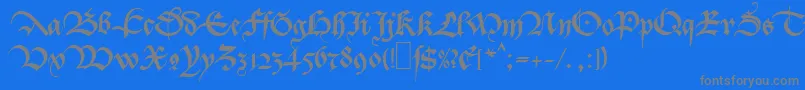 フォントMaBastarda1 – 青い背景に灰色の文字