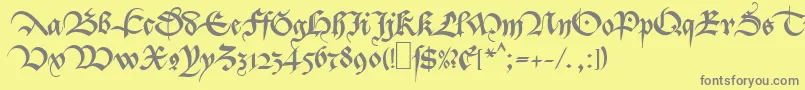 フォントMaBastarda1 – 黄色の背景に灰色の文字