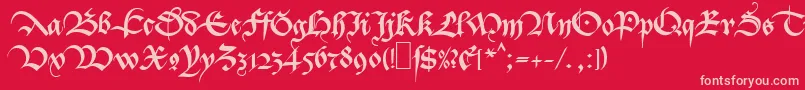 フォントMaBastarda1 – 赤い背景にピンクのフォント