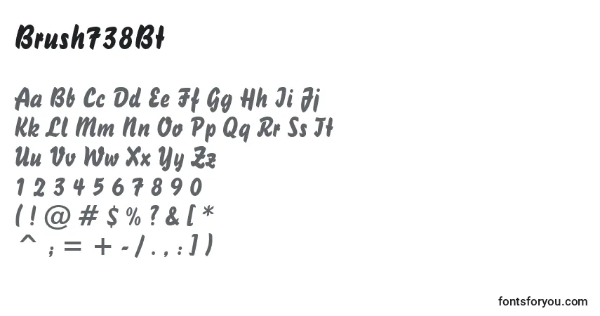 A fonte Brush738Bt – alfabeto, números, caracteres especiais