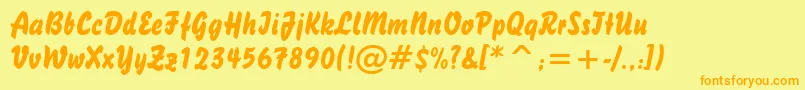 Brush738Bt-Schriftart – Orangefarbene Schriften auf gelbem Hintergrund