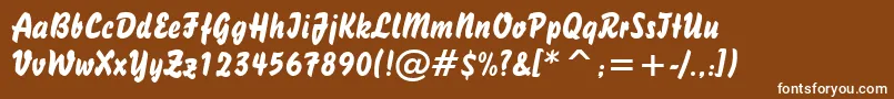 Brush738Bt-Schriftart – Weiße Schriften auf braunem Hintergrund