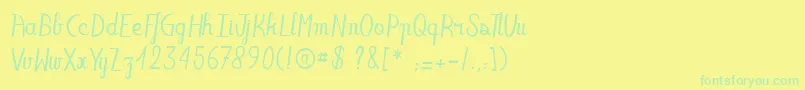 フォントOaklandsista – 黄色い背景に緑の文字