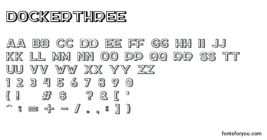 Czcionka DockerThree – alfabet, cyfry, specjalne znaki