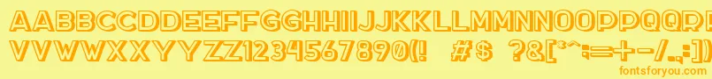 DockerThree-Schriftart – Orangefarbene Schriften auf gelbem Hintergrund