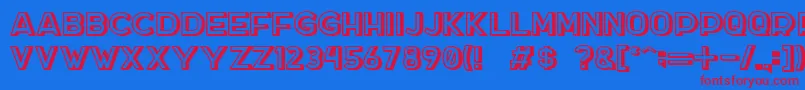 DockerThree Font – Red Fonts on Blue Background