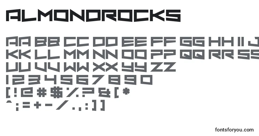 Schriftart AlmondRocks – Alphabet, Zahlen, spezielle Symbole