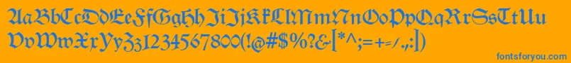 RenataCat-Schriftart – Blaue Schriften auf orangefarbenem Hintergrund
