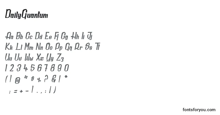 A fonte DailyQuantum – alfabeto, números, caracteres especiais