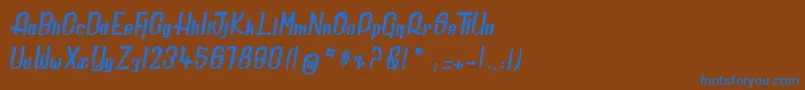 フォントDailyQuantum – 茶色の背景に青い文字