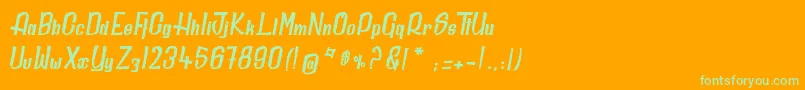 フォントDailyQuantum – オレンジの背景に緑のフォント