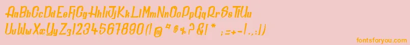 フォントDailyQuantum – オレンジの文字がピンクの背景にあります。