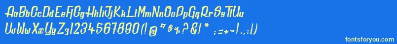 フォントDailyQuantum – 黄色の文字、青い背景