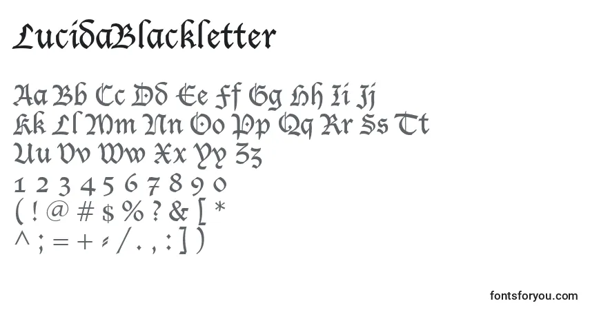 LucidaBlackletter Font – alphabet, numbers, special characters
