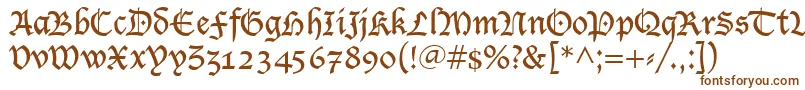 LucidaBlackletter-fontti – ruskeat fontit valkoisella taustalla