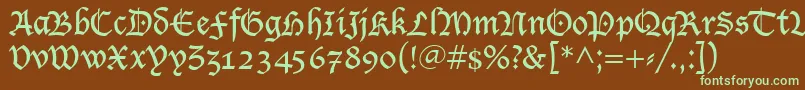 LucidaBlackletter-fontti – vihreät fontit ruskealla taustalla