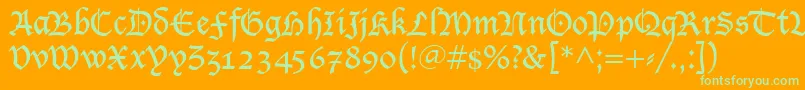 LucidaBlackletter-Schriftart – Grüne Schriften auf orangefarbenem Hintergrund