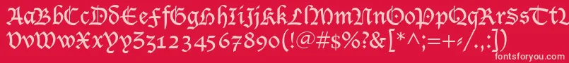 フォントLucidaBlackletter – 赤い背景にピンクのフォント