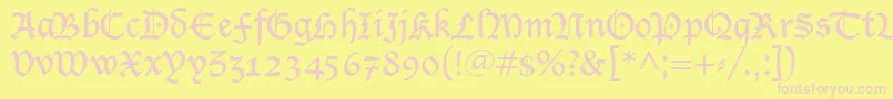 LucidaBlackletter-fontti – vaaleanpunaiset fontit keltaisella taustalla