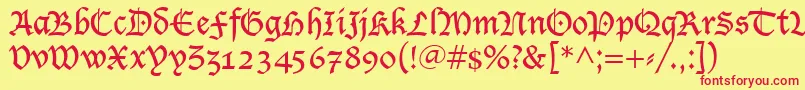 LucidaBlackletter-Schriftart – Rote Schriften auf gelbem Hintergrund