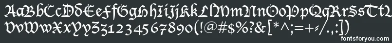 LucidaBlackletter-fontti – valkoiset fontit mustalla taustalla