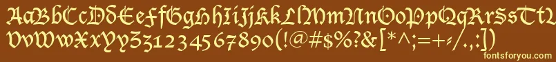 LucidaBlackletter-Schriftart – Gelbe Schriften auf braunem Hintergrund