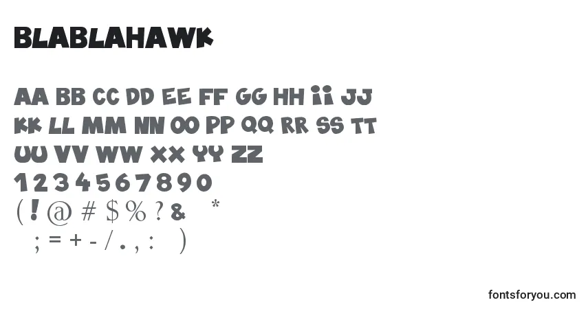 characters of blablahawk font, letter of blablahawk font, alphabet of  blablahawk font