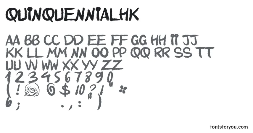 Czcionka QuinquennialHk – alfabet, cyfry, specjalne znaki