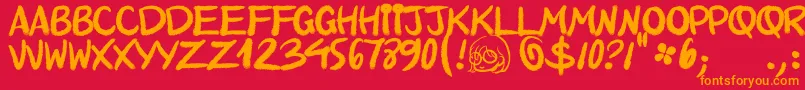 Saiba mais sobre a fonte QuinquennialHk Fonte QuinquennialHk – fontes laranjas em um fundo vermelho