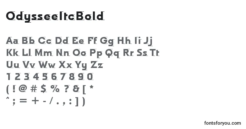 Schriftart OdysseeItcBold – Alphabet, Zahlen, spezielle Symbole