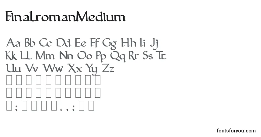 A fonte FinalromanMedium – alfabeto, números, caracteres especiais