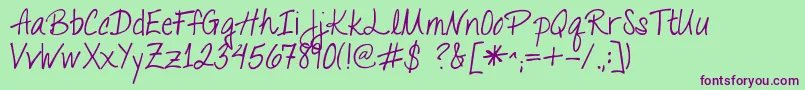 Talkingtothemoon Font – Purple Fonts on Green Background