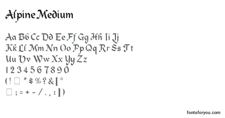 Fuente AlpineMedium - alfabeto, números, caracteres especiales