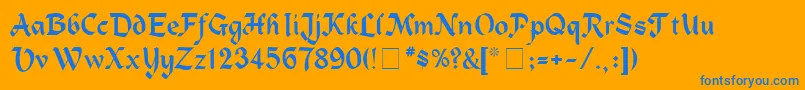 AlpineMedium-Schriftart – Blaue Schriften auf orangefarbenem Hintergrund