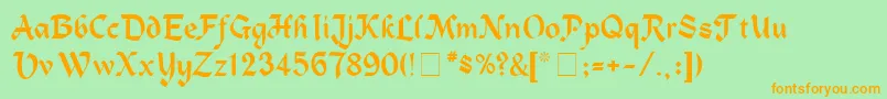 フォントAlpineMedium – オレンジの文字が緑の背景にあります。