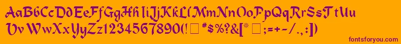 AlpineMedium-Schriftart – Violette Schriften auf orangefarbenem Hintergrund