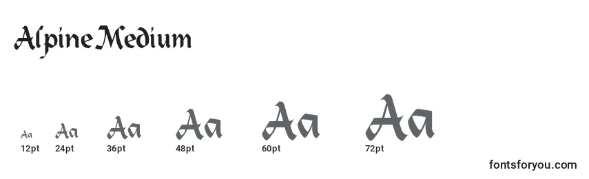 Размеры шрифта AlpineMedium