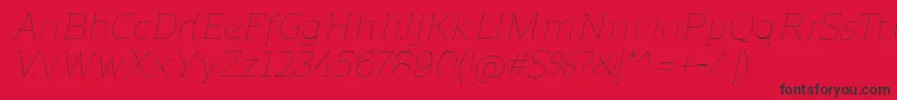 ReganslabUltralightitalic Font – Black Fonts on Red Background