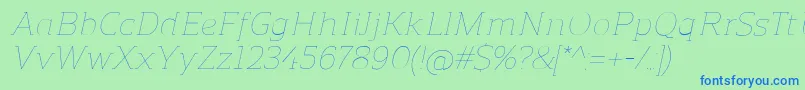 フォントReganslabUltralightitalic – 青い文字は緑の背景です。