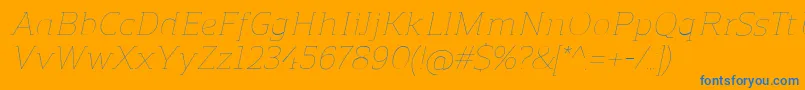 フォントReganslabUltralightitalic – オレンジの背景に青い文字