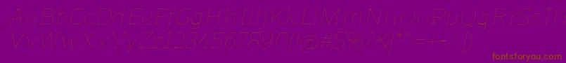 ReganslabUltralightitalic Font – Brown Fonts on Purple Background