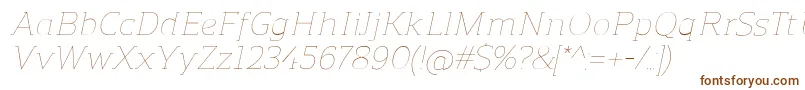 ReganslabUltralightitalic-fontti – ruskeat fontit valkoisella taustalla