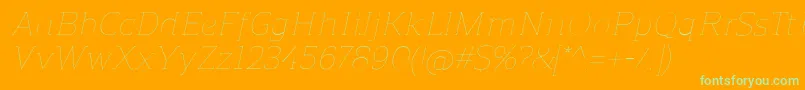 ReganslabUltralightitalic-Schriftart – Grüne Schriften auf orangefarbenem Hintergrund