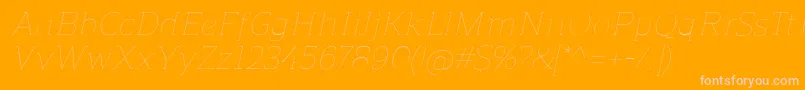 ReganslabUltralightitalic-Schriftart – Rosa Schriften auf orangefarbenem Hintergrund