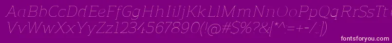 ReganslabUltralightitalic Font – Pink Fonts on Purple Background