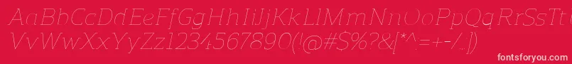 fuente ReganslabUltralightitalic – Fuentes Rosadas Sobre Fondo Rojo