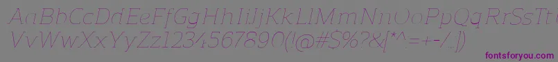 ReganslabUltralightitalic-fontti – violetit fontit harmaalla taustalla