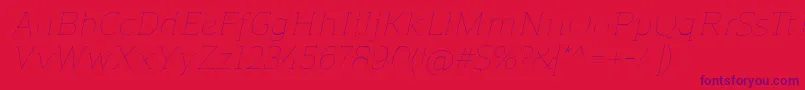 ReganslabUltralightitalic Font – Purple Fonts on Red Background