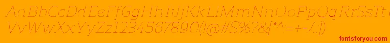 フォントReganslabUltralightitalic – オレンジの背景に赤い文字